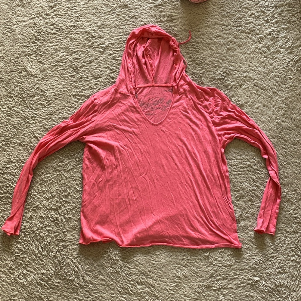 Hooded long sleeve shirt (slightly transparent)